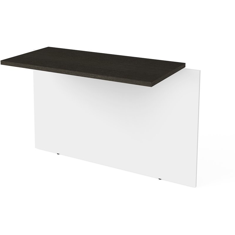 Pemberly Row 40 Inch Desk Bridge With Wire Management in White and Deep Gray