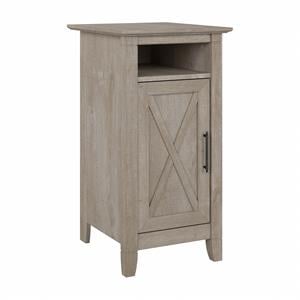 Pemberly Row 16W x 18D x 30H Nightstand With Door and Shelves in Washed Gray
