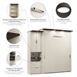 Pemberly Row 91W Queen Murphy Bed With Storage Cabinet in White Chocolate