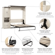 Pemberly Row 91W Queen Murphy Bed With Storage Cabinet in White Chocolate