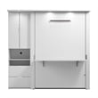 Pemberly Row 84W Full Murphy Bed Set With Desk and Storage in White