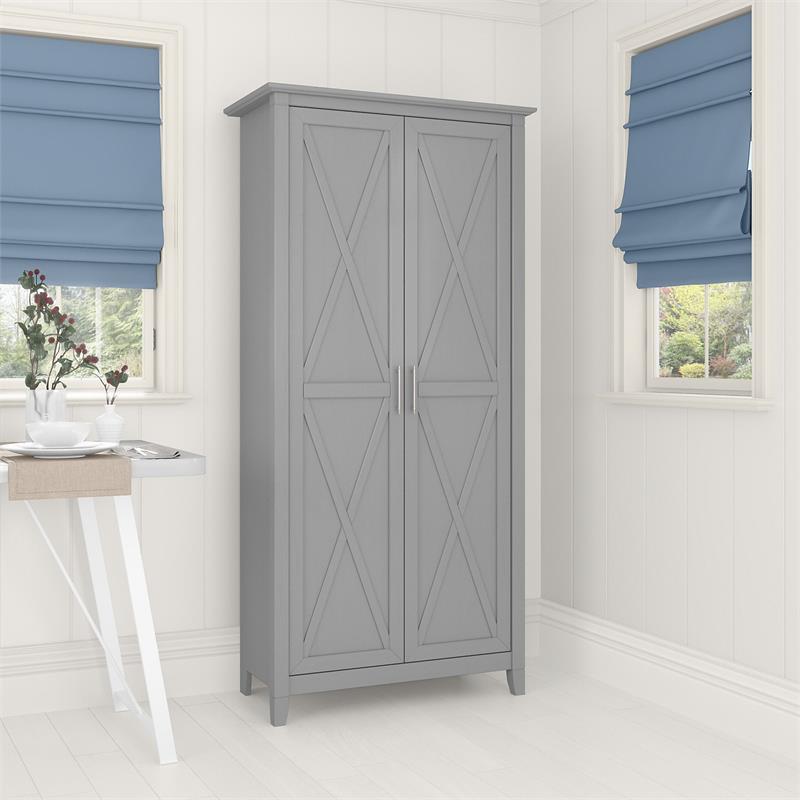 Pemberly Row 32W x 16D x 66H Kitchen Pantry Cabinet With Door in Cape Cod Gray