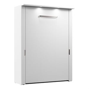 Pemberly Row 61W Full Murphy Bed With LED Lights and Dual Pistons in White