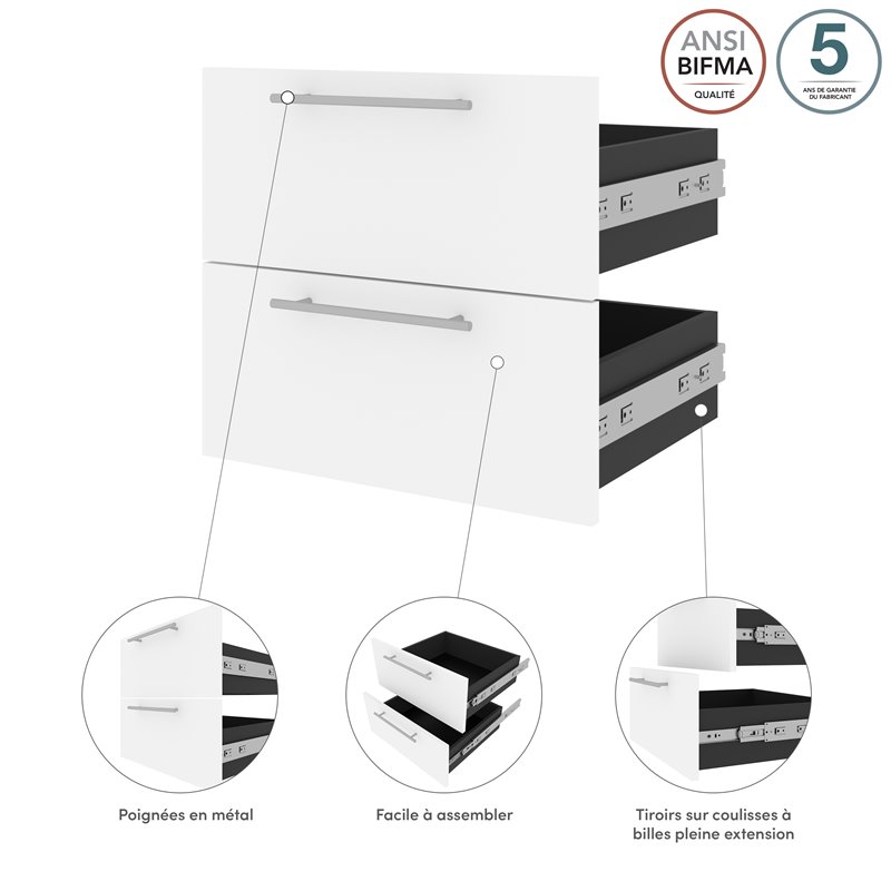 Pemberly Row 20 Inch 2 Drawer Set for Narrow Shelving Unit - White & Walnut Gray