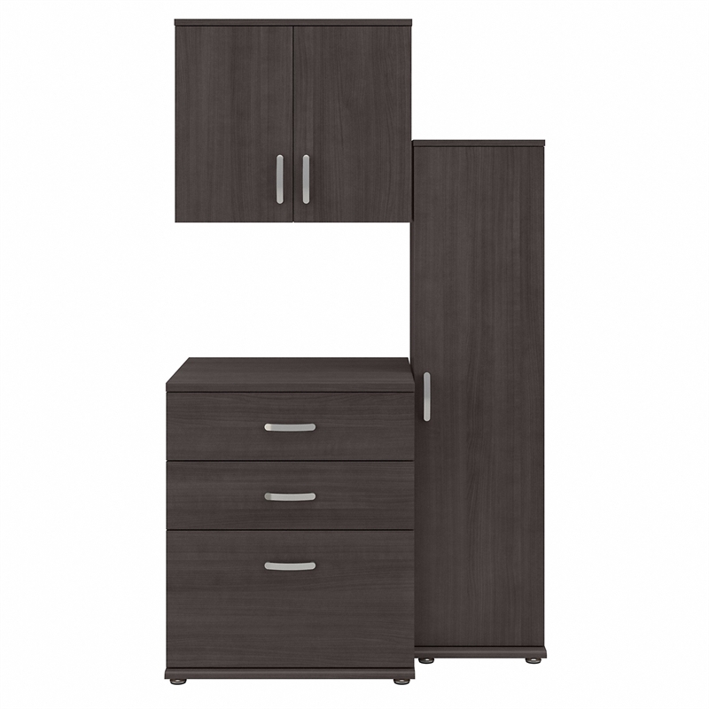 Pemberly Row 44W 3Pc Modular Storage Set With Floor & Wall Cabinets - Storm Gray