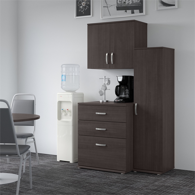 Pemberly Row 44W 3Pc Modular Storage Set With Floor & Wall Cabinets - Storm Gray