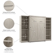 Pemberly Row 113W Full Murphy Bed With 2 Closet Organizers and Farmhouse Style