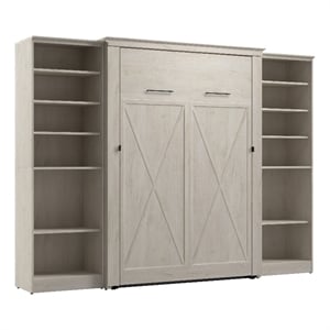 Pemberly Row 113W Full Murphy Bed With 2 Closet Organizers and Farmhouse Style