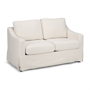 Pemberly Row 57W Loveseat With Removable Slipcover in Ivory Basketweave Fabric