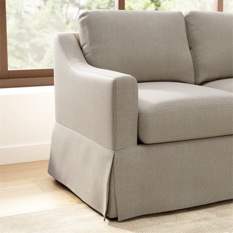 Pemberly Row 80W Sofa and Storage Ottoman With Removable Slipcovers in Sand