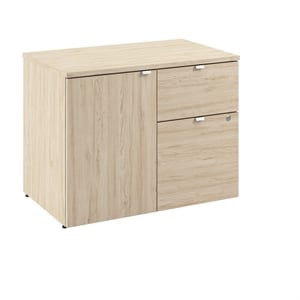 Pemberly Row 30W Office Storage Cabinet With Lockable Drawers in Natural Elm