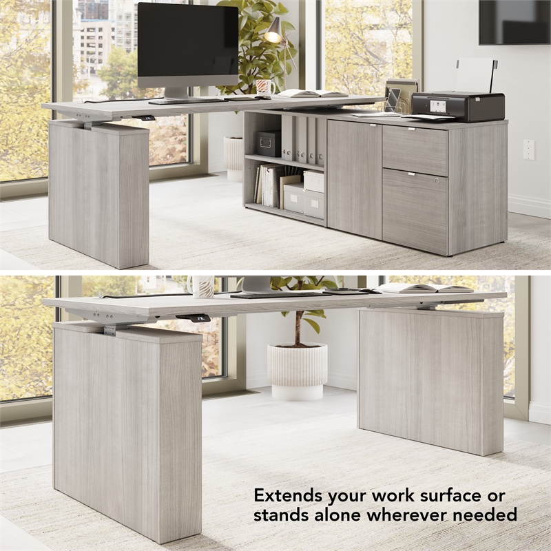 Pemberly Row 30W Office Storage Cabinet With Lockable Drawers in Platinum Gray
