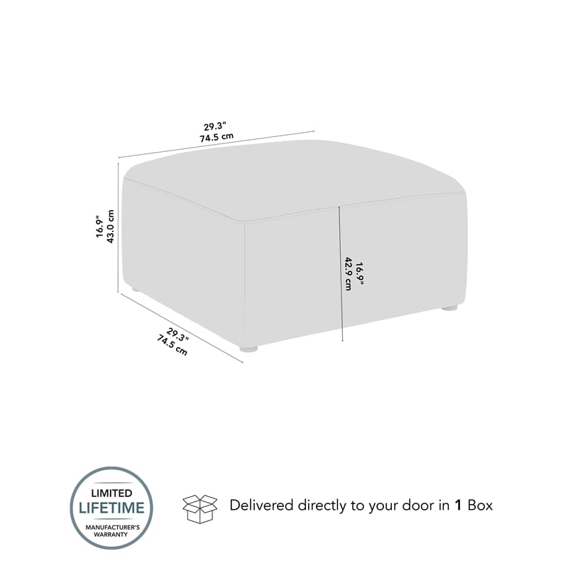 Pemberly Row Modular Lounge Ottoman With Coil Spring Seat in Mist Fabric