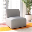 Pemberly Row Modular Armless Lounge Chair With Coil Spring Seat in Fog Fabric