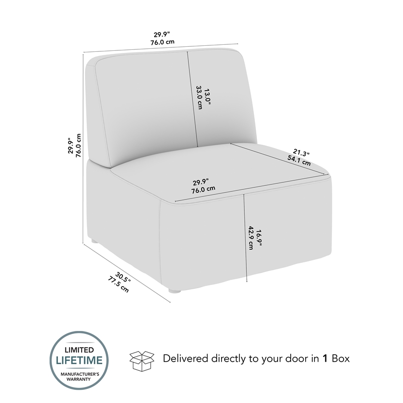 Pemberly Row Modular Armless Lounge Chair With Coil Spring Seat in Oat Fabric