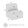 Pemberly Row Modular Armless Lounge Chair With Coil Spring Seat in Oat Fabric