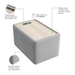 Pemberly Row Modular Side Table With USB and AC Charging Station in Fog Fabric