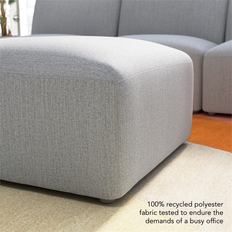 Pemberly Row Modular Lounge Ottoman With Coil Spring Seat in Oat Fabric