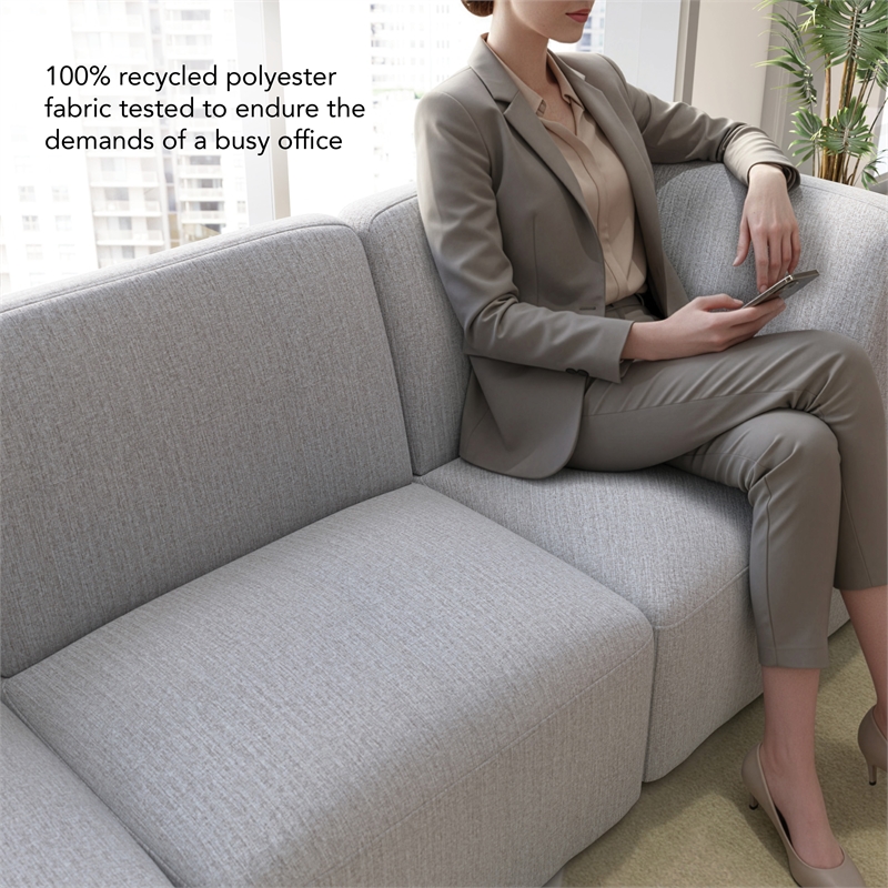 Pemberly Row Modular 3 Seater Sectional Lounge Sofa in Fog Fabric