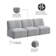 Pemberly Row Modular 3 Seater Sectional Lounge Sofa in Fog Fabric