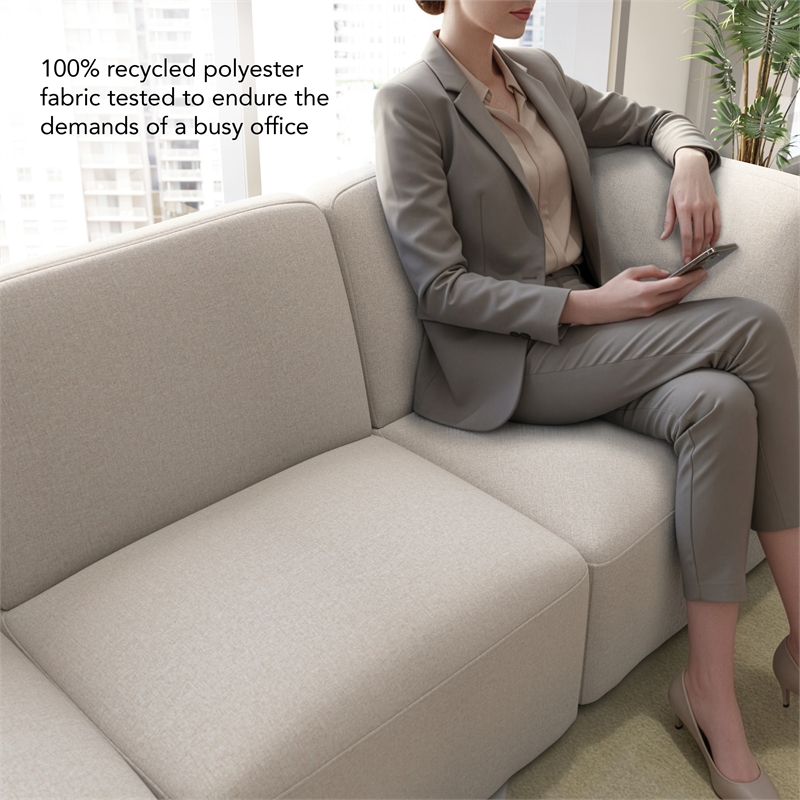 Pemberly Row Modular 4 Seater Sectional Lounge Sofa in Oat Fabric