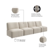 Pemberly Row Modular 4 Seater Sectional Lounge Sofa in Oat Fabric