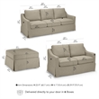 Pemberly Row 80W Sofa with 57W Loveseat and Ottoman with Slipcovers in Sand