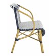 Pemberly Row Herringbone Wicker/Rattan Indoor/Outdoor Settee in Navy/White