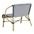 Pemberly Row Herringbone Wicker/Rattan Indoor/Outdoor Settee in Navy/White