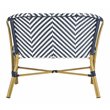 Pemberly Row Herringbone Wicker/Rattan Indoor/Outdoor Settee in Navy/White