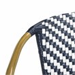 Pemberly Row Herringbone Wicker/Rattan Indoor/Outdoor Settee in Navy/White