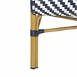 Pemberly Row Herringbone Wicker/Rattan Indoor/Outdoor Settee in Navy/White