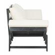 Pemberly Row Acacia Wood Outdoor Daybed in Dark Slate Gray/Beige