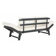 Pemberly Row Acacia Wood Outdoor Daybed in Dark Slate Gray/Beige