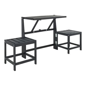 Pemberly Row 16.54&quot Acacia Wood Outdoor Transformer Bench in Dark Slate Gray