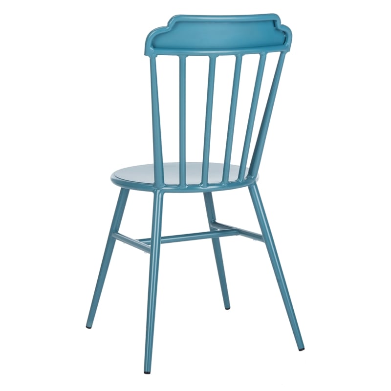 Pemberly Row Stackable Metal Outdoor Side Chairs in Matte Navy (Set of 2)