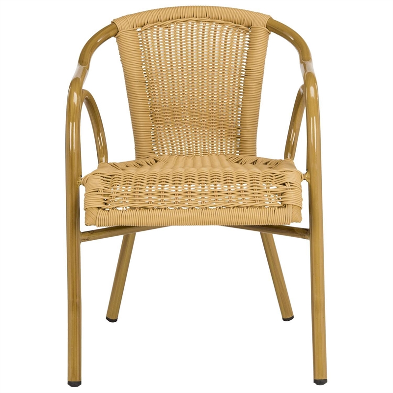 Pemberly Row Rattan Indoor/Outdoor Arm Chairs in Natural (Set of 2)