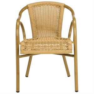 Pemberly Row Rattan Indoor/Outdoor Arm Chairs in Natural (Set of 2)