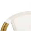 Pemberly Row Rattan/Fabric Outdoor Arm Chairs in White/Beige (Set of 2)