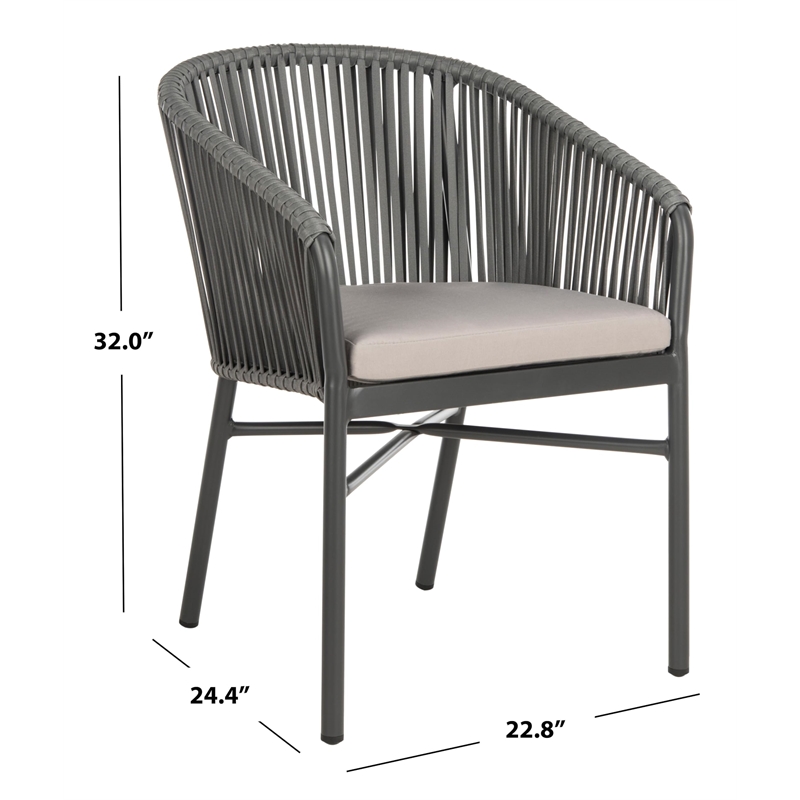 Pemberly Row Stackable Rattan Chairs in Gray Rope/Gray Cushion (Set of 2)