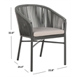 Pemberly Row Stackable Rattan Chairs in Gray Rope/Gray Cushion (Set of 2)