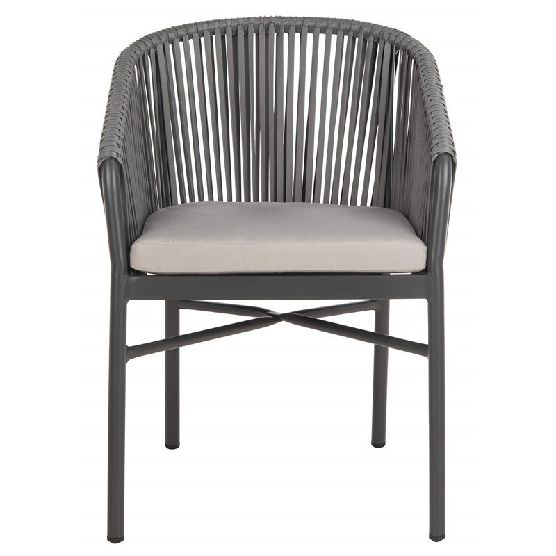 Pemberly Row Stackable Rattan Chairs in Gray Rope/Gray Cushion (Set of 2)