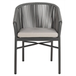 Pemberly Row Stackable Rattan Chairs in Gray Rope/Gray Cushion (Set of 2)
