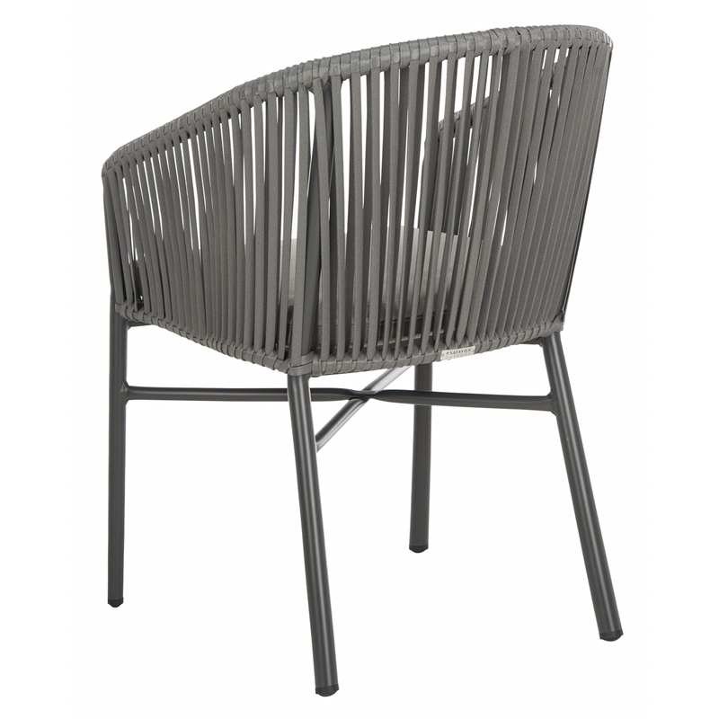 Pemberly Row Stackable Rattan Chairs in Gray Rope/Gray Cushion (Set of 2)