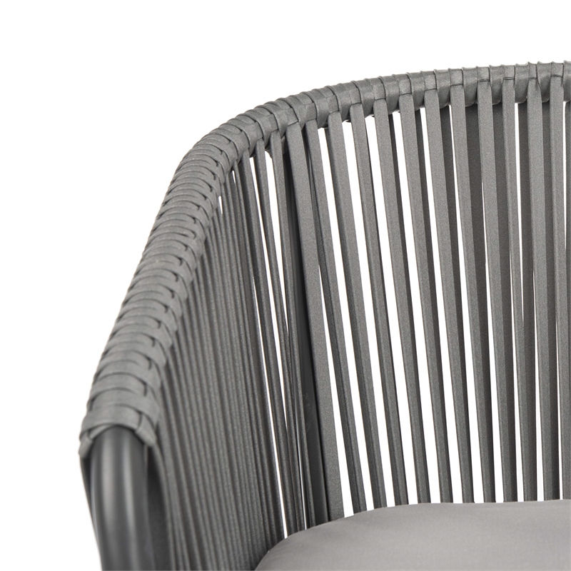 Pemberly Row Stackable Rattan Chairs in Gray Rope/Gray Cushion (Set of 2)