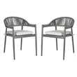 Pemberly Row Stackable Rattan Rope Chairs in Gray Rope/Gray Cushion (Set of 2)