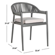 Pemberly Row Stackable Rattan Rope Chairs in Gray Rope/Gray Cushion (Set of 2)