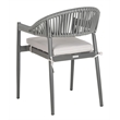 Pemberly Row Stackable Rattan Rope Chairs in Gray Rope/Gray Cushion (Set of 2)