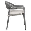 Pemberly Row Stackable Rattan Rope Chairs in Gray Rope/Gray Cushion (Set of 2)