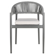 Pemberly Row Stackable Rattan Rope Chairs in Gray Rope/Gray Cushion (Set of 2)